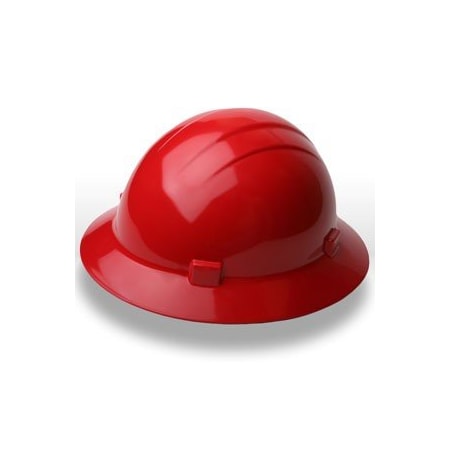 Erb Americana Full Brim Safety Helmets HAT STYLE:  4-PT NYLON SUSPENSION W/SLIDE-LOCK ADJUSTMENT, Red 19204